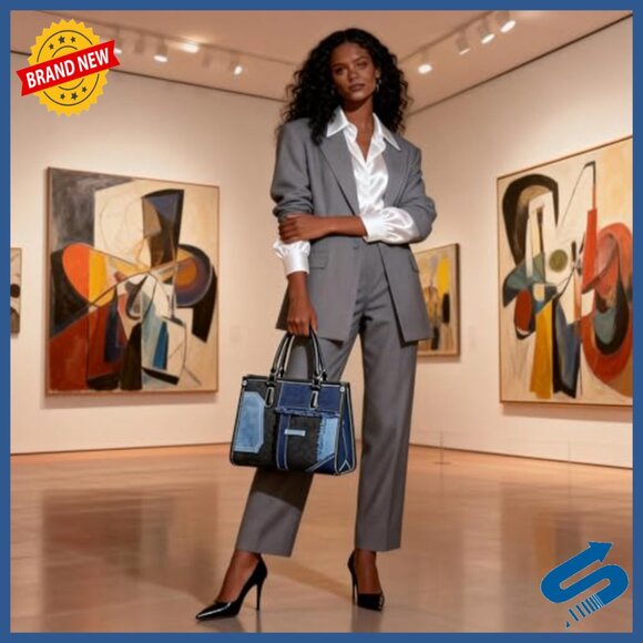 Vintage Denim Patchwork Tote Bag Shoulder Purse Travel Daily - Picture 6 of 7